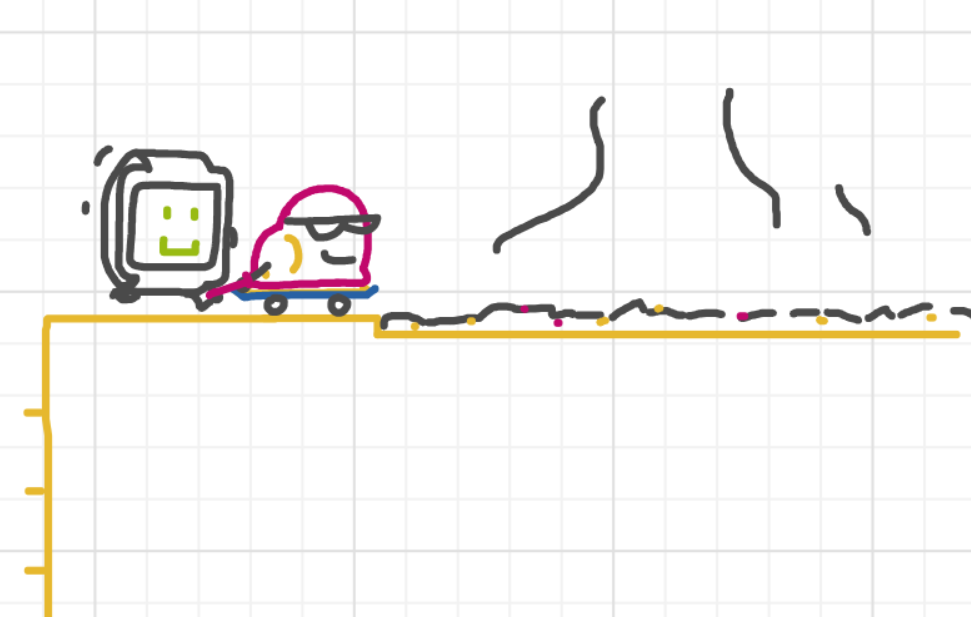 A panel from Running Duos, episode four of the Board Boards object show by Furretwalk/WalkingFurret.